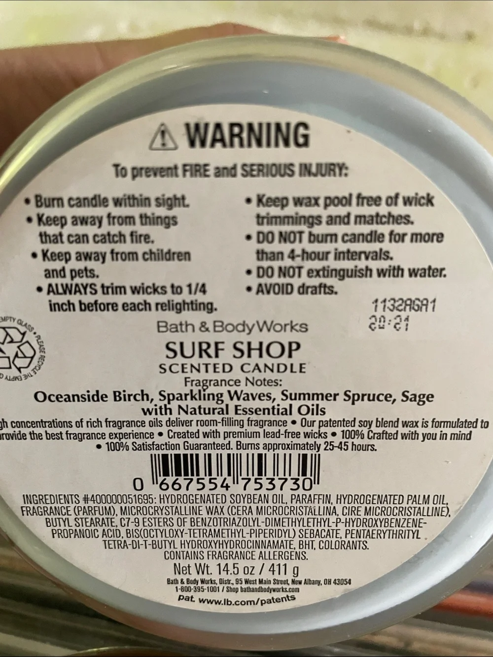 Bath & Body Works “Surf Shop” 3-wick candle